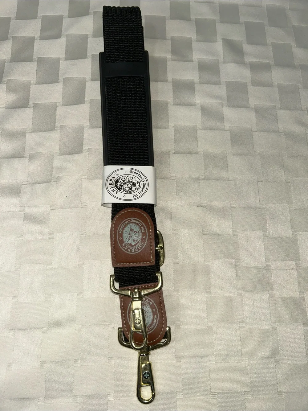 Sherpa’s Pet Trading Co. Bag Strap with Brown Leather Accents and Brass Hardware